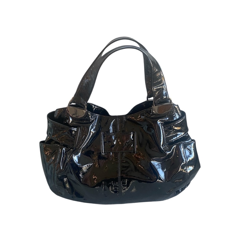 Kooba Elisha patent leather hobo style shoulder bag.